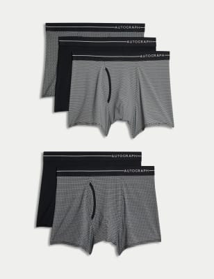 

Mens Autograph 5pk Microskin Monogram Trunks - Black Mix, Black Mix