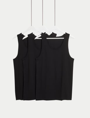 

Mens M&S Collection 3pk Pure Cotton Sleeveless Vests - Black, Black