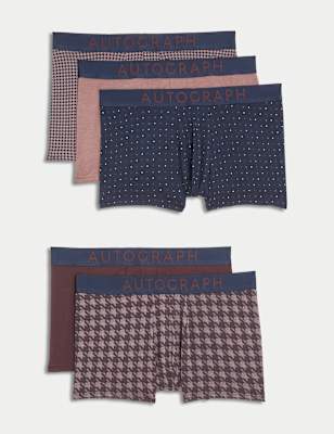 

Mens Autograph 5pk Cotton Modal Checked Hipsters - Burgundy Mix, Burgundy Mix