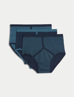 

Mens M&S Collection 3pk Pure Cotton Assorted Pattern Briefs - Navy Mix, Navy Mix