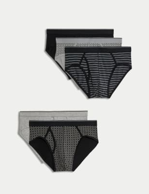 

Mens M&S Collection 5pk Cotton Rich Cool & Fresh™ Striped Briefs - Black Mix, Black Mix