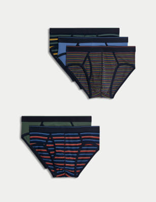 

Mens M&S Collection 5pk Cotton Rich Cool & Fresh™ Striped Briefs - Multi, Multi