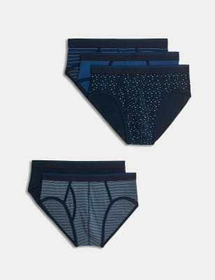 

Mens M&S Collection 5pk Cotton Rich Cool & Fresh™ Briefs - Blue Mix, Blue Mix