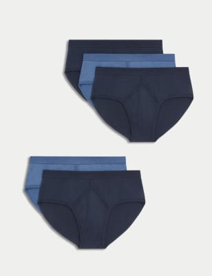 

Mens M&S Collection 5pk Essential Cotton Briefs - Navy/Blue, Navy/Blue