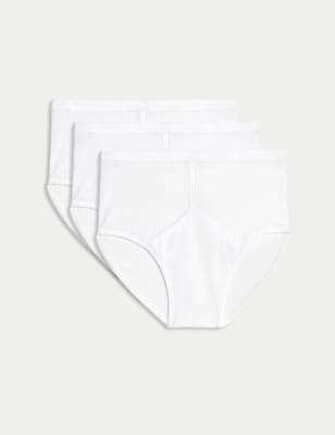

Mens M&S Collection 3pk Pure Cotton StayNew™ Mesh Briefs - White, White