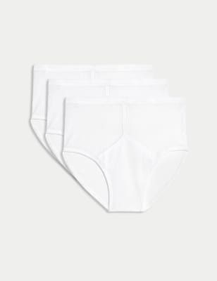 

Mens M&S Collection 3er-Pack Mesh-Taillenslips aus reiner Baumwolle mit StayNew™ - White, White