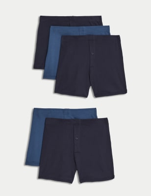 

Mens M&S Collection 5pk Essential Cotton Trunks - Blue Mix, Blue Mix