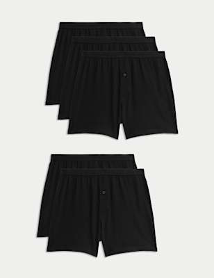 

Mens M&S Collection 5pk Pure Cotton Cool & Fresh™ Jersey Boxers - Black, Black