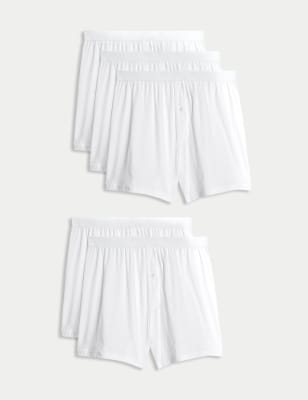 

Mens M&S Collection 5pk Pure Cotton Cool & Fresh™ Jersey Boxers - White, White