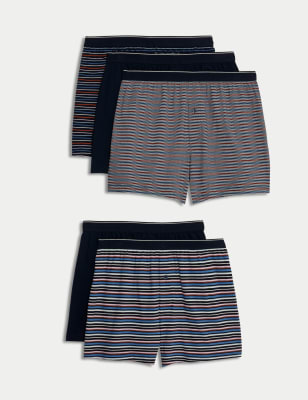 

Mens M&S Collection 5pk Pure Cotton Cool & Fresh™ Striped Boxers - Navy Mix, Navy Mix