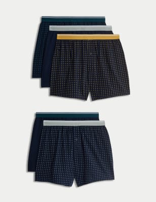 

Mens M&S Collection 5er-Pack Cool & Fresh™-Boxershorts aus reinem Baumwoll-Jersey - Navy Mix, Navy Mix