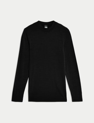 

Mens Autograph Maximum Warmth Merino Wool Rich Long Sleeve Thermal Top - Black, Black