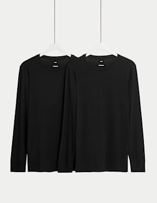 

M&S Collection Pack de 2 tops térmicos Heatgen™ de manga larga de calidez ligeraMens - Black, Black