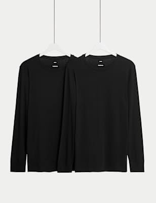 

Mens M&S Collection 2pk Heatgen™ Light Thermal Long Sleeve Tops, Black