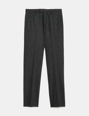 

Mens Autograph Tailored Fit Wool Blend Check Suit Trousers - Grey, Grey