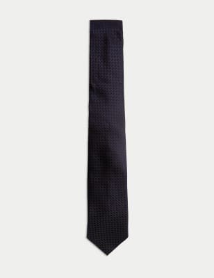 

Mens Autograph Slim Textured Pure Silk Tie - Navy Mix, Navy Mix