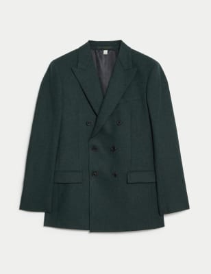 

Mens M&S Collection Tailored Fit Wool Rich Donegal Double Breasted Suit Jacket - Forest Green, Forest Green