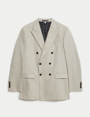 

Mens M&S Collection Tailored Fit Wool Rich Donegal Double Breasted Suit Jacket - Neutral, Neutral