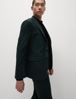 

Mens M&S Collection Tailored Fit Wool Rich Donegal Suit Jacket - Forest Green, Forest Green