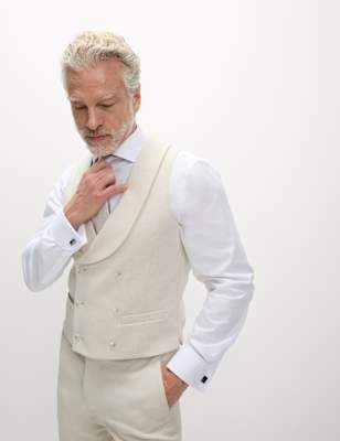 

Mens M&S Collection Wool Rich Tweed Double Breasted Waistcoat, Stone
