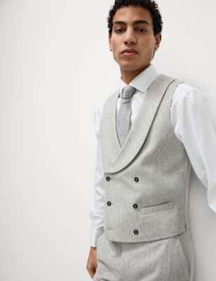 

Mens M&S Collection Wool Blend Double Breasted Waistcoat, Light Grey