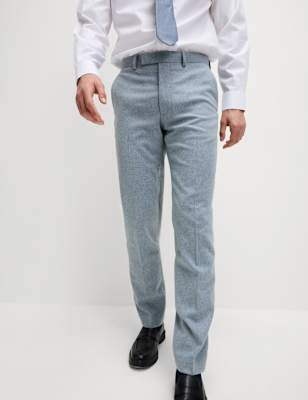 

Mens M&S Collection Tailored Fit Wool Rich Tweed Suit Trousers, Light Blue