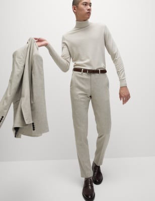 

Mens M&S Collection Tailored Fit Wool Rich Suit Trousers - Neutral, Neutral