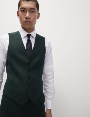 

Mens M&S Collection Weste aus Donegal mit hohem Wollanteil - Forest Green, Forest Green