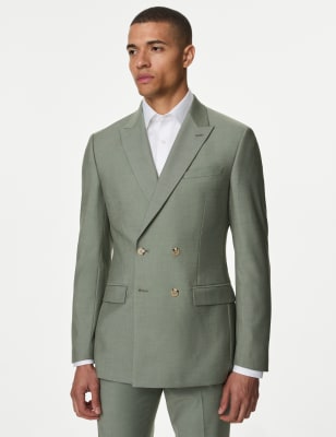 

Mens M&S Collection Slim Fit Double Breasted Jacket with Stretch - Sage Green, Sage Green