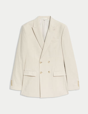 

Mens M&S Collection Slim Fit Double Breasted Jacket with Stretch, Ecru