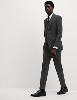 

Mens M&S Collection Slim Fit Stretch Suit Trousers, Charcoal