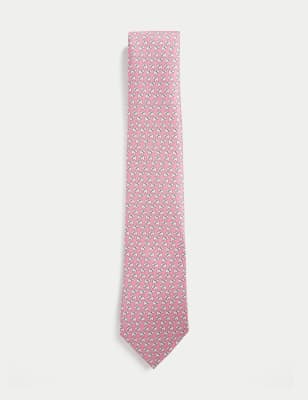 

Mens M&S Collection Dog Print Pure Silk Tie - Pale Pink, Pale Pink