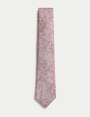 

M&S Collection Corbata 100% seda con diseño de cachemiraMens - Rosa, Rosa