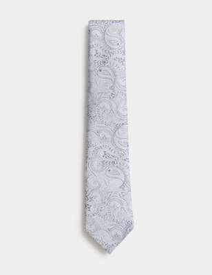 

Mens M&S Collection Pure Silk Paisley Tie - Light Blue, Light Blue