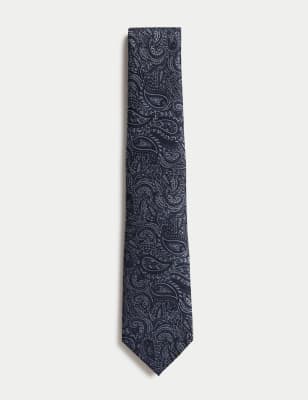 

Mens M&S Collection Pure Silk Paisley Tie - Navy, Navy