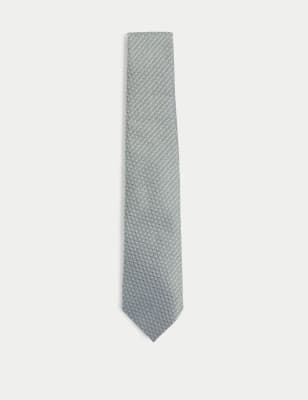 

Mens M&S Collection Geometric Pure Silk Tie - Sage Green, Sage Green