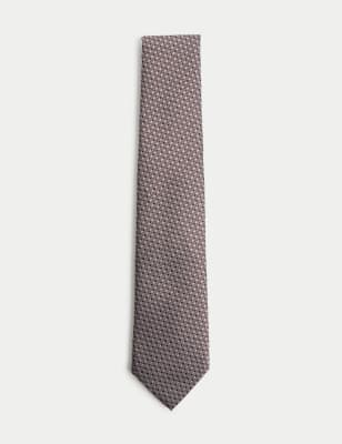 

Mens M&S Collection Geometric Pure Silk Tie - Burgundy, Burgundy