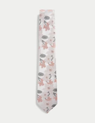 

M&S Collection Corbata floral 100% sedaMens - Rosa Pálido, Rosa Pálido