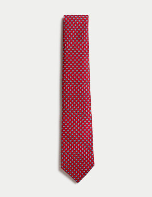 

Mens M&S Collection Pure Silk Foulard Tie - Red, Red