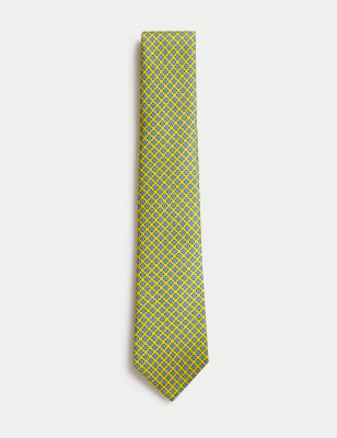 

Mens M&S Collection Pure Silk Foulard Tie - Yellow, Yellow