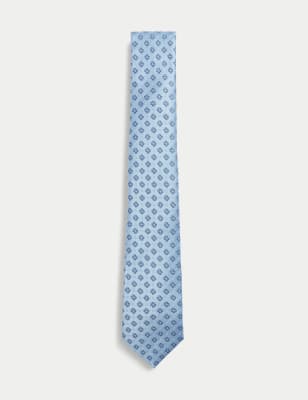 

Mens M&S Collection Slim Geometric Tie - Light Blue, Light Blue