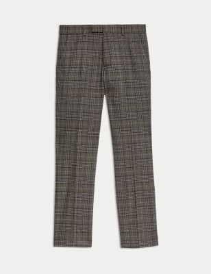 

Mens M&S Collection Slim Fit Check Suit Trousers - Brown Mix, Brown Mix