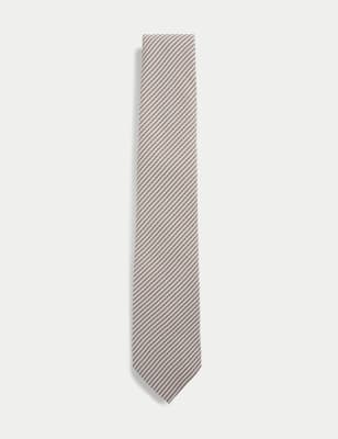 

Mens M&S Collection Slim Striped Tie - Neutral Brown, Neutral Brown