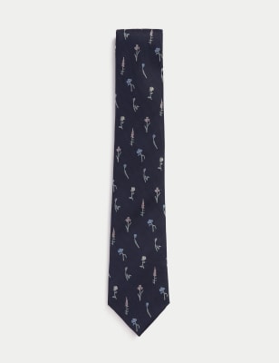 

Mens M&S Collection Floral Pure Silk Tie - Mid Blue, Mid Blue