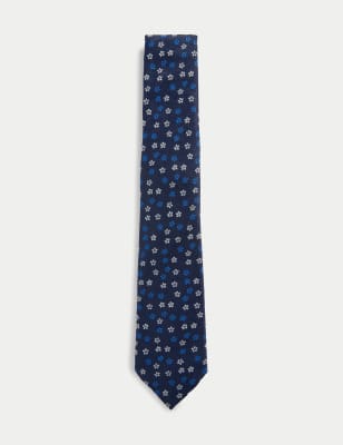 

Mens M&S Collection Slim Floral Tie - Navy Mix, Navy Mix