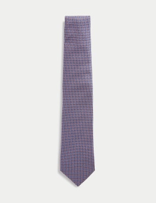 

Mens M&S Collection Geometric Pure Silk Tie - Pink Mix, Pink Mix
