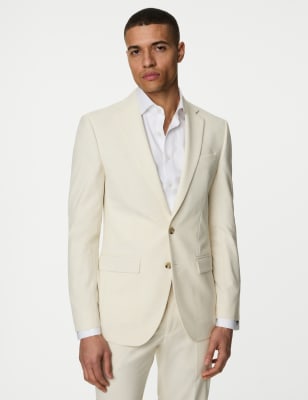 

Mens M&S Collection Slim Fit Stretch Suit Jacket - Ecru, Ecru