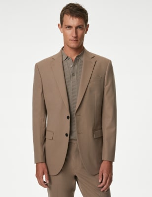 

Mens M&S Collection Normal geschnittene, einfarbige Anzugjacke mit Stretchanteil - Light Brown, Light Brown