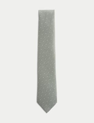 

Mens M&S Collection Polka Dot Tie, Sage