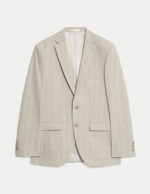 

Mens M&S Collection Schmal geschnittene Anzugjacke mit Karomuster - Neutral, Neutral